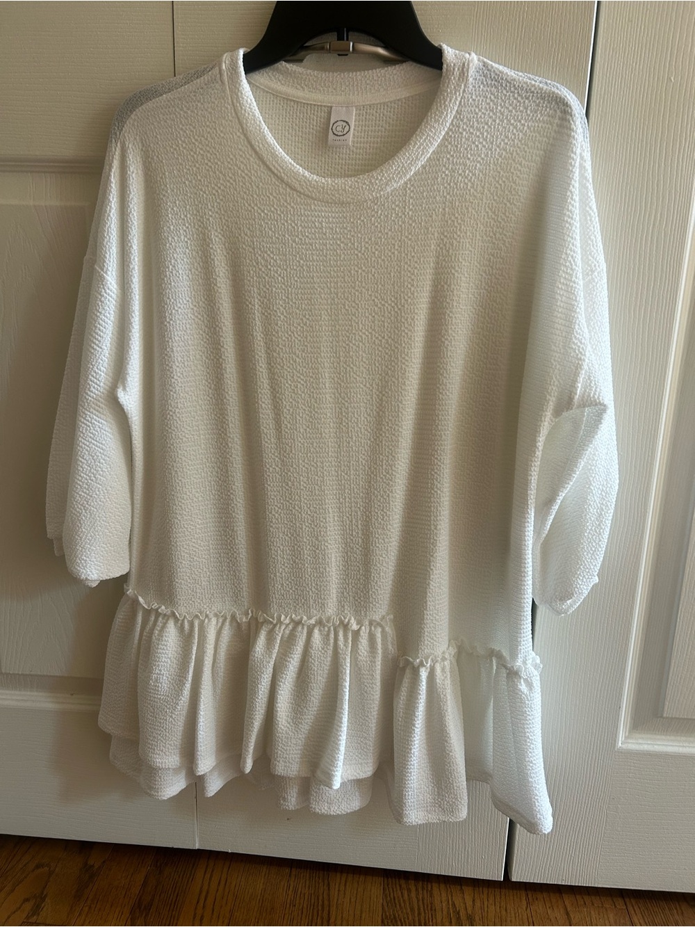 Lightweight White Ruffle-Hem Tunic Top